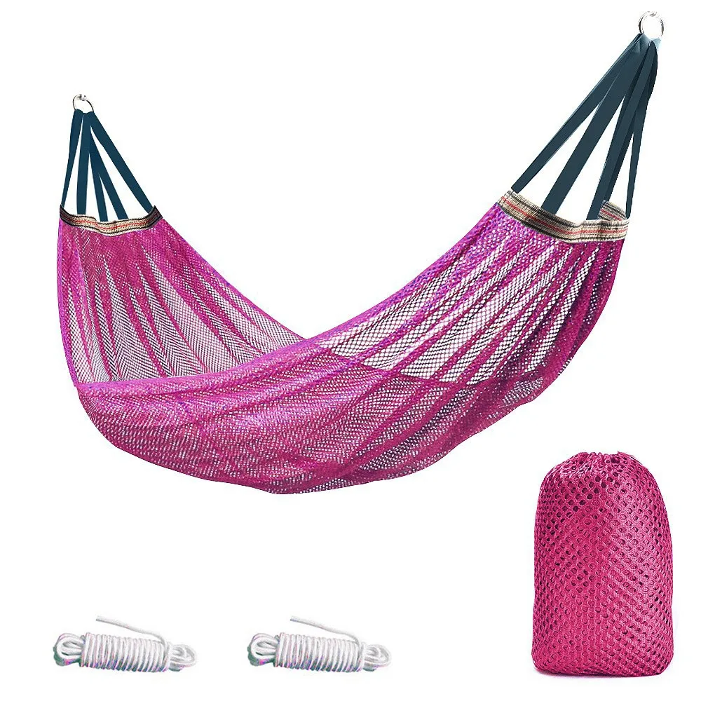 

Thickened Portable Mesh Hammock Breathable Cooling Ice Silk Hanging Bed Anti-rollover Foldable Outdoor Camping Swing Garden