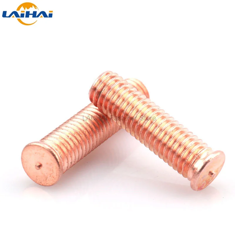 2/50pc M3 M4 M5 M6 M8 M10 Carbon Steel Copper Plated Stud Weld Spot Welding Screw Solder Point Nail Bolt for Capacitor Discharge