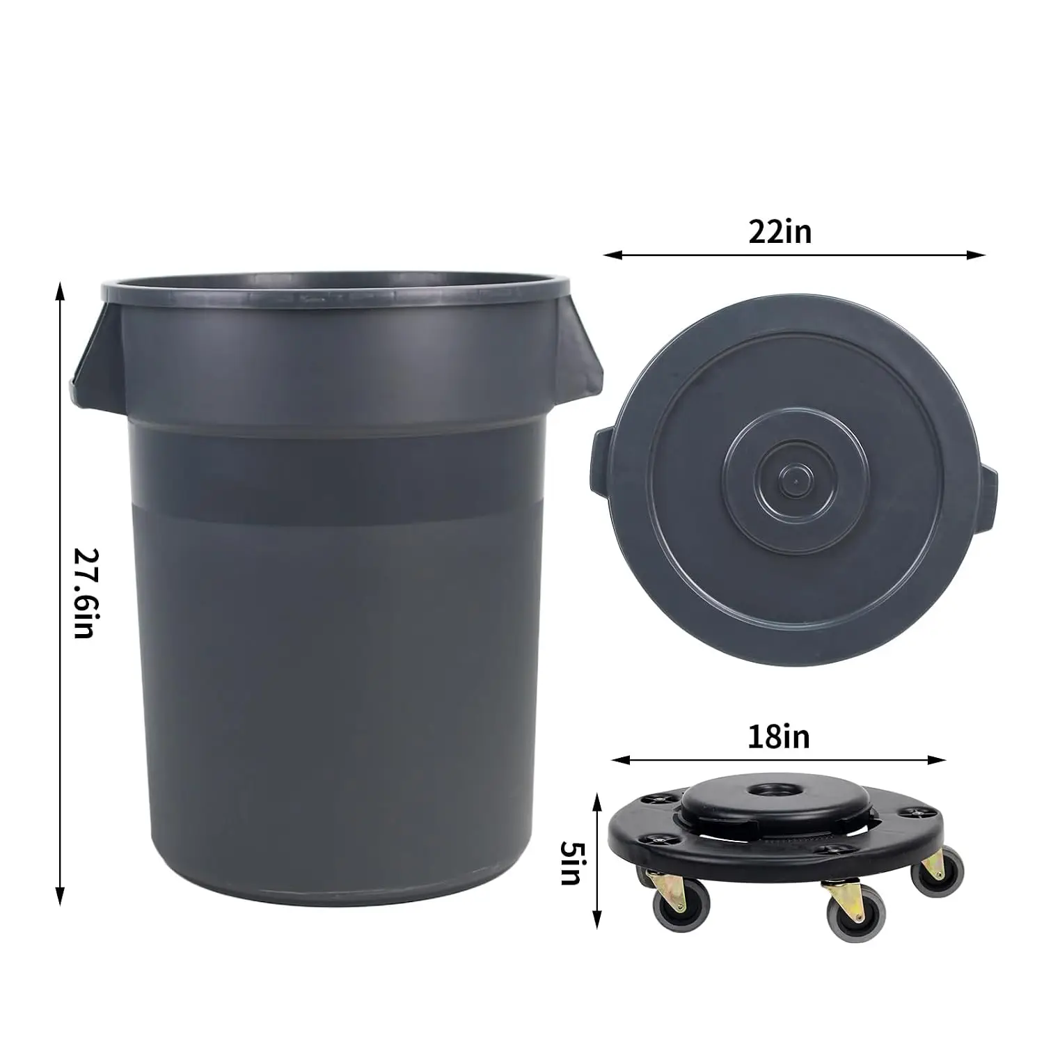 32 Gallon Outdoor Trash Can with lid and Wheels, Outdoor Waste Bin with Secure Snap Lid and Ergonomic Handles, Making it Perfect