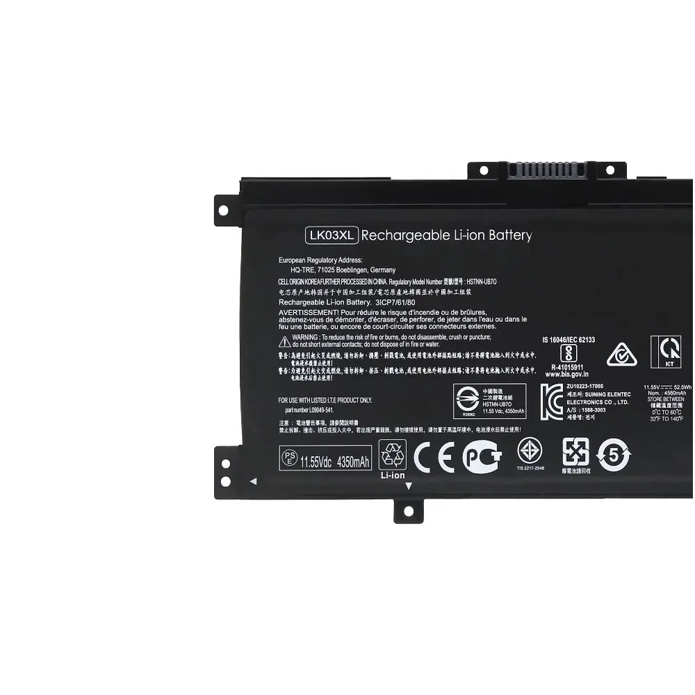

For HP Envy 15 X360 15-BP 15-CN TPN-W127 W128 W129 W132 HSTNN-LB7U HSTNN-UB7I HSTNN-IB8M LB8J 11.5V 52Wh LK03XL Laptop Battery