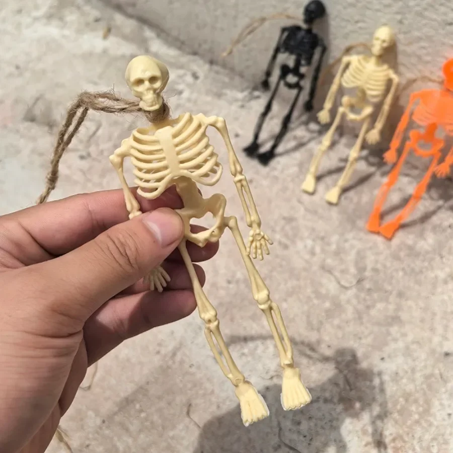 3 قطعة الهيكل العظمي المعلق للهالوين مع حبل حفلة الهالوين البلاستيك الجمجمة الديكور للمنزل حديقة منزل مسكون الدعائم لعبة أطفال
