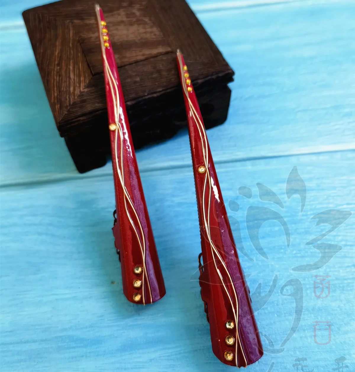 2 PCS High Grade Nails Ornament Qing Dynasty Peacock Dance Chinese Long Nail Cover Costume Prop