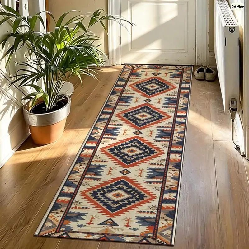 1 Piece Southwestern Geometric Tribal Woven Rug, Soft Comfortable All Season, Lightweight Easy Care, Home Decor For Living Room, Bedroom, Entryway, Fall Winter
