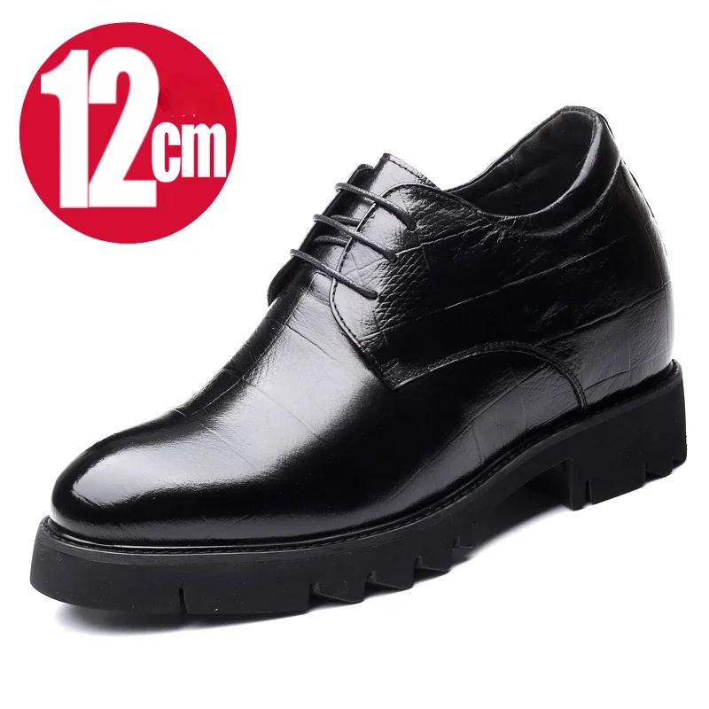 Hand-stitched Leather Shoes Men's Genuine Leather Height-increasing Shoes 12cm Business-increasing 8 Cm Men's Elevator Shoes New