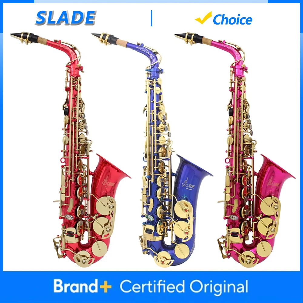 

Саксофон альт SLADE Eb с клавишами из перламутра, латунным корпусом, профессиональный духовой инструмент саксофон с чехлом и аксессуарами