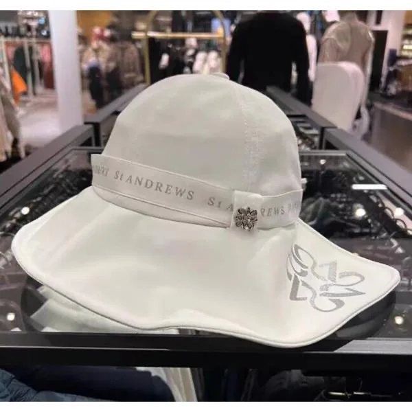 St Andrews Golf Bucket Hat For Women Wide‑Brim Sun Hat Windproof Chin Strap Lightweight Outdoor Sports Fisherman Cap Christmas G