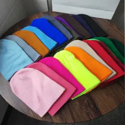 Classical Straight Light Plate Solid Color Pullover Acrylic Beanie Hat Men Women Autumn Winter Warm Couple Wool Knitted Ski Hat