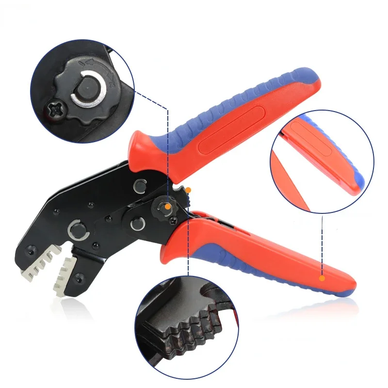 8pcs/set Crimping Pliers Electrical Clamp Wire Stripper 2.8 4.8 6.3 Jaw Replacement Photovoltaic Insuated Terminals Hand Tools