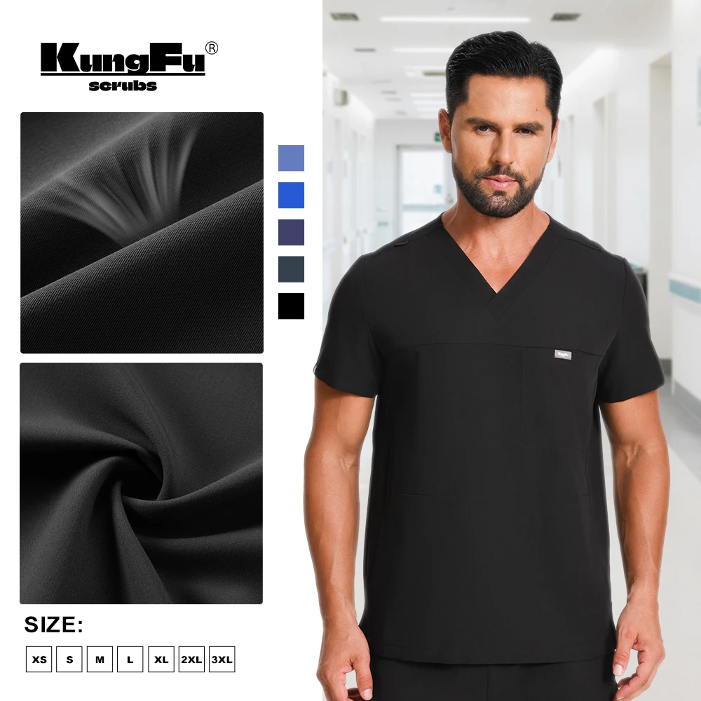 

Медицинский костюм KUNGFU SCRUBS для мужчин, классический, 5 цветов, антибактериальный, мягкий, удобный, для хирургии и клинической практики