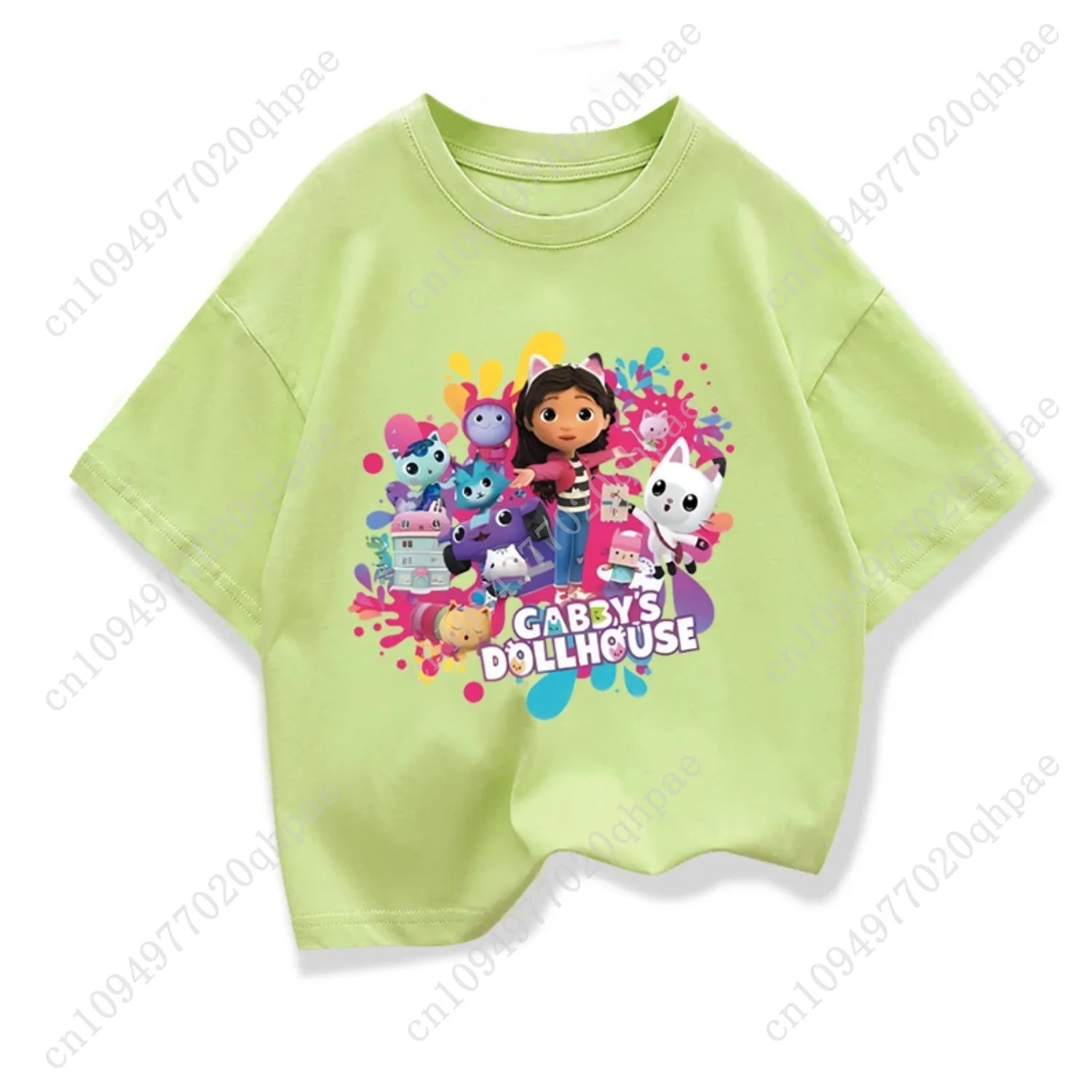 Camiseta de verano para niñas, camisetas de manga corta, camiseta de casa de muñecas Kawaii Gabbys para niñas, camisetas de gatos Gabby, ropa para niños