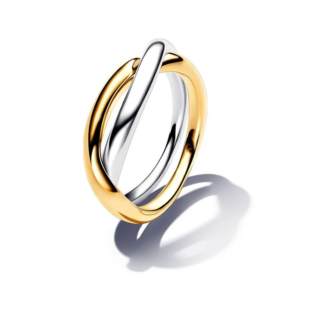 2025 فكرة البوب الجديدة 100% فضة رومانسية القلب نغمتين المغلف حلقة سحرية للنساء مجوهرات فاخرة عالية الجودة