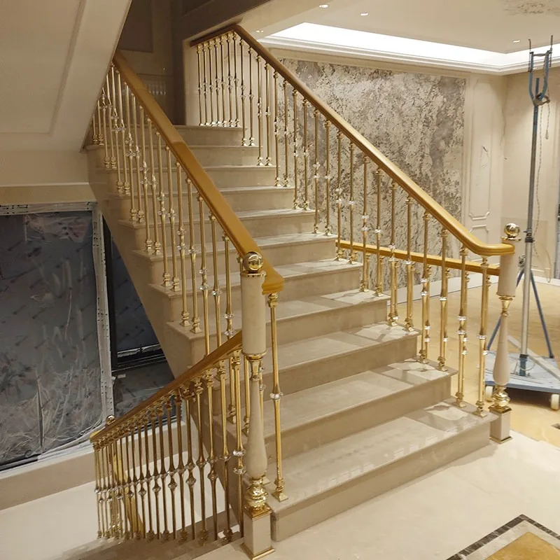 Home Villa light luxury staircase handrail modern new Chinese European crystal indoor household aluminum alloy guardrail