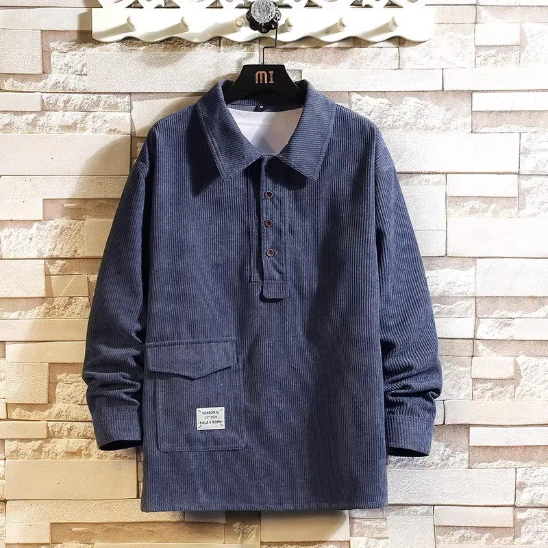 

2025 Men High Quality Corduroy Hoodies Men Stand Collar Hoodie Business Casual Retro Pullovers Male Army Green Sweatshirt