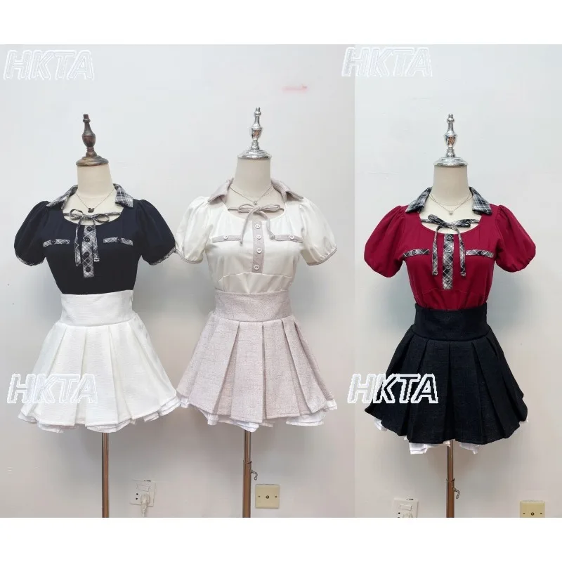 Clear Japanese Sweet Glitter Tweed Skirt Women Autumn New Three-layer Pleated High-waisted Black Skirt with Anti-light Shorts