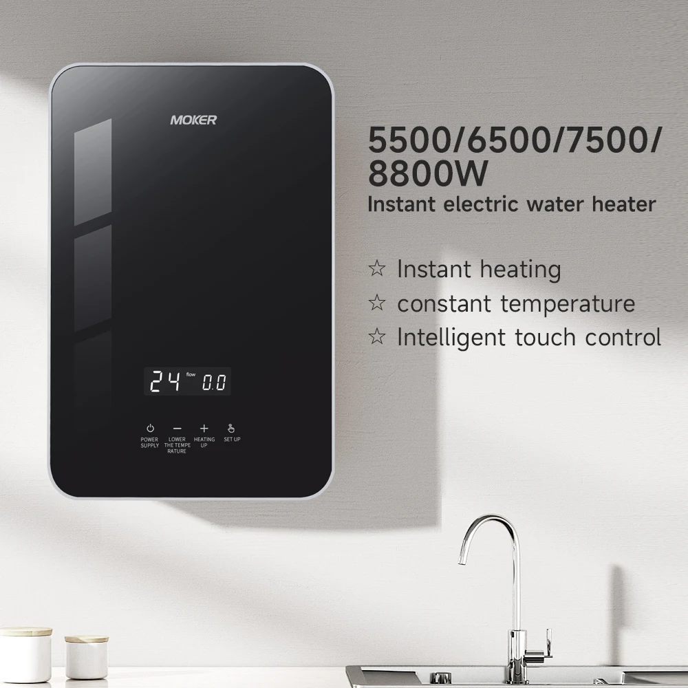 Wholesale Portable Electric Water Heater 220v 8800W Instant Tankless Shower LED Display Plastic RV Ready Household Outdoor