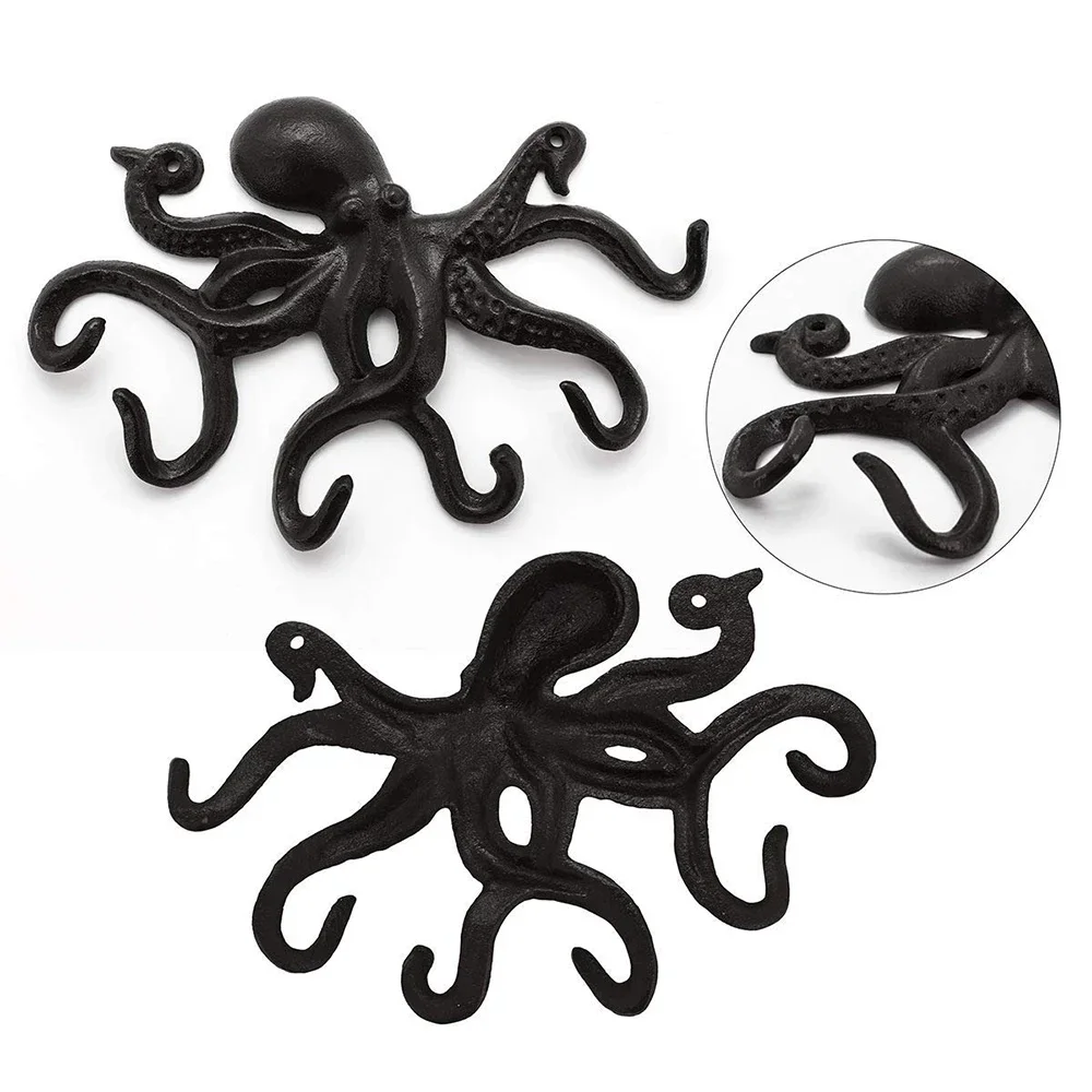 Octopus Wall Hooks Coat Racks Nautical Theme Key Hooks Towel Hanger Jacket Holder Necklace Jewelry Holder Belt Backpack Hanger