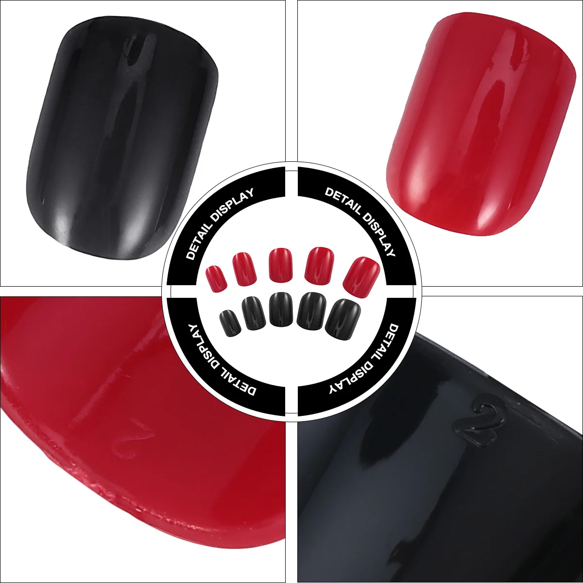 

24Pcs Fake Nail Sticker Patches Simple Durable Nail Tips for Wedding Prom Halloween Manicure Decals Removable Artificial Nails