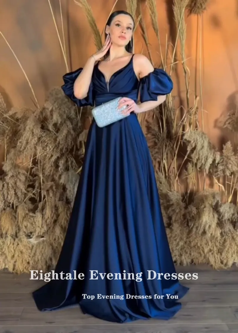 Eightale Sexy Evening Dresses V-Neck A-Line Arabic Long Formal Prom Wedding Party Gown Vestidos De Gala