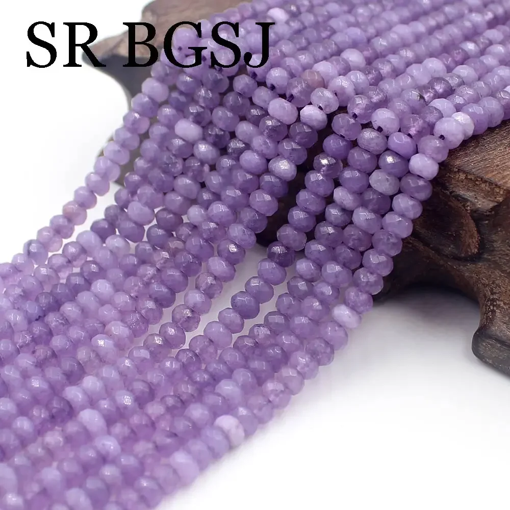 SR 2x4mm Faceted  Natural Gemstone Stone Semi Lepidolite Small Mini Rondelle Seed Beads Strand 15