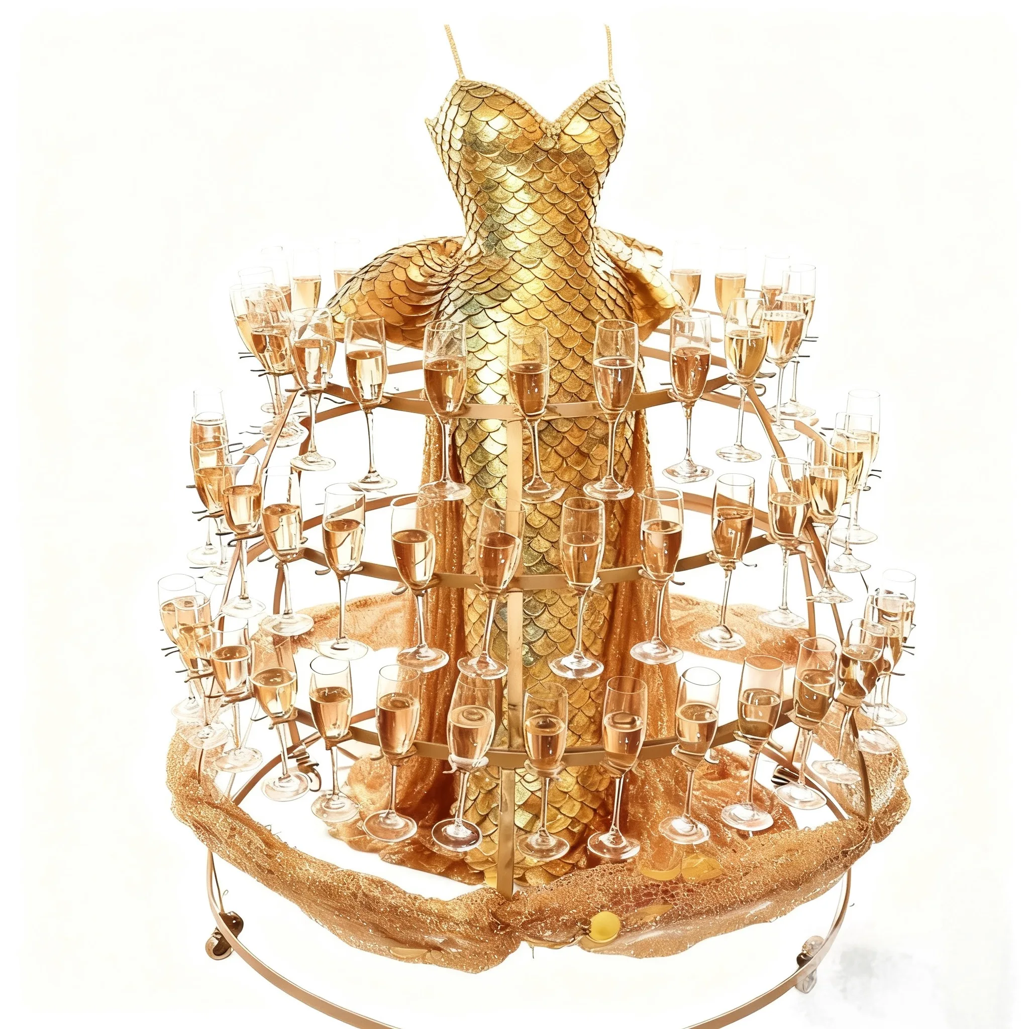 

FSDKX Source Factory High-End Luxurious for Champagne Cup Skirt Hot Sale VIP Service Big Metal Can Move for New Year Nightclub