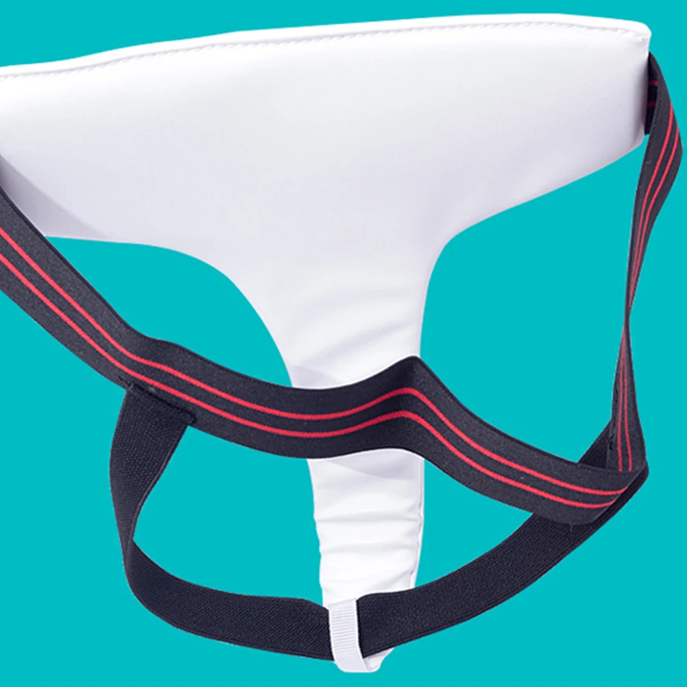 

Premium PU Groin Guard Adjustable Elastic Strap Shock Absorbing Sports Protection Gear for Taekwondo Boxing Karate