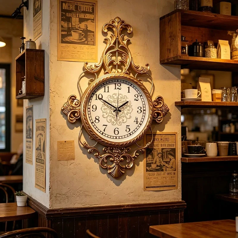 Vintage Luxury Wall Watch Living Room Aesthetic Xenomorph Creative Wall Watch Minimalist Design Horloge Murale Home Decoration