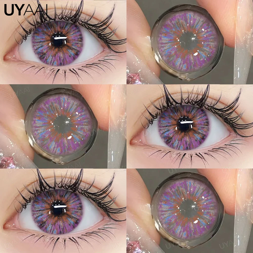 UYAAI 1 Pair Purple Lenses for Eyes Color Contacts Anime Colored Lens Violet Pupils for Woman Y2K Lenses for Natural Eyes