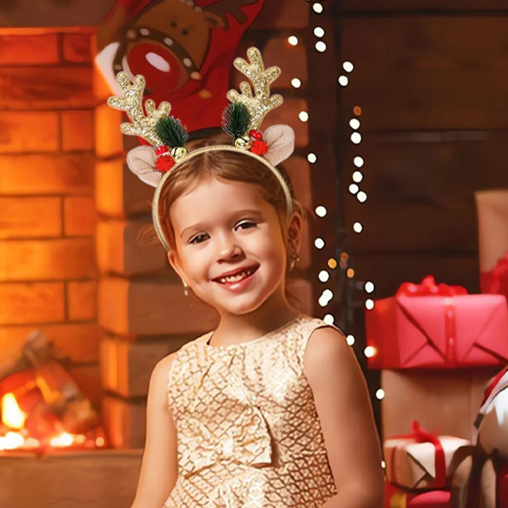 

Lovely Deer Horn Headband Christmas Hair Ornament with Shiny Sequins Holiday Party Wear Xmas Decor Accessories