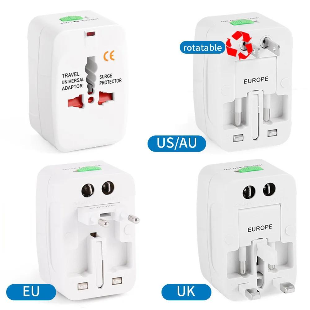 Universal Travel Adapter,EU/UK/US/AU/Plug to General Socket, Adapter Wall Charger AC Power Converter World 10A for Any Countries