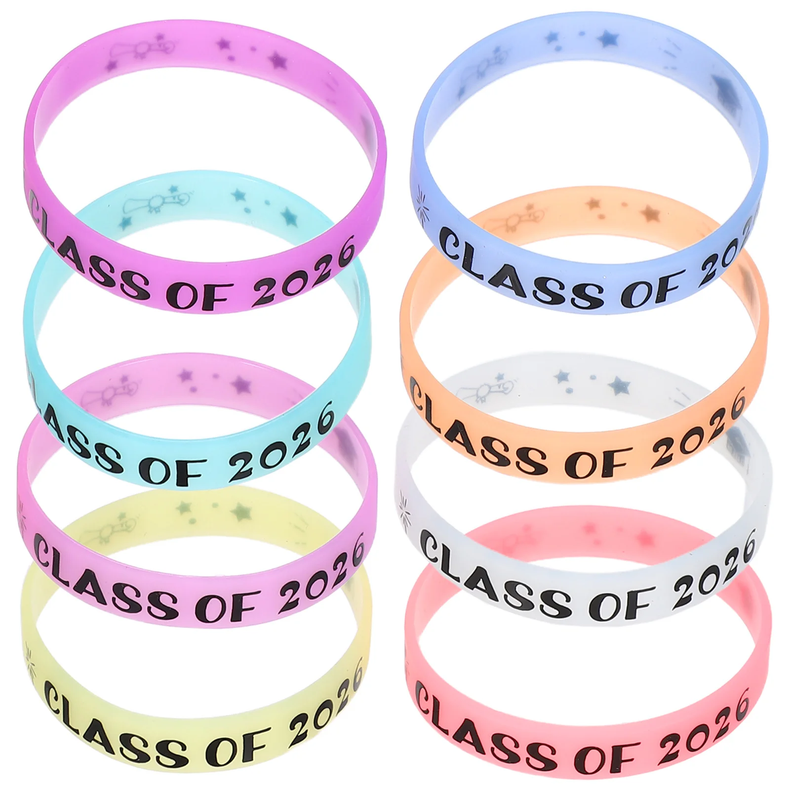 

8Pcs Graduation Wristbands Silicone Glow in The Dark Class of 2026 Graduation Party Decorations Favors Bulk Set