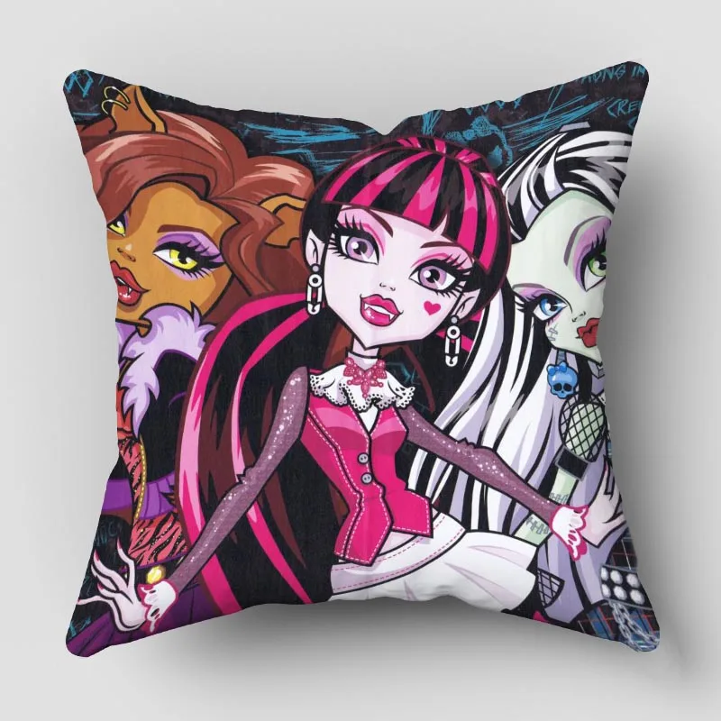 Musife Monster High Pillowcase Art Square Zippered Pillow Cover 35*35,40*40,45*45cm wholesale