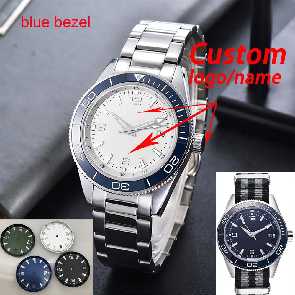 Custom Logo/Name 41MM Sapphire Fashion NH35 Lume Automatic Mechanical Sport Watch Strap Male Clock Relogio Masculino