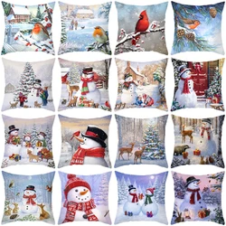 Christmas Snowman Cushion Cover 2025 Merry Christmas Decorations for Home Navidad Cristmas Pillowcase Xmas Gifts New Year 2026