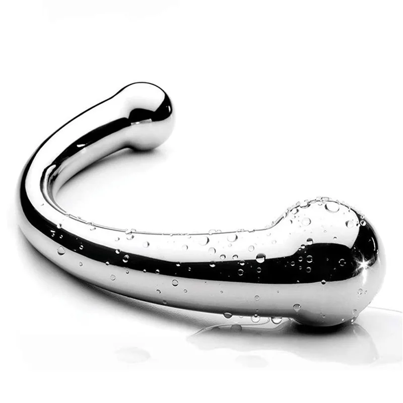 G-spot Massage Dildo Stimulate Metal Wand Anal Prostate Fetish Plug Curved Dual Ended Masturbation Adult Sex Toy for Couple