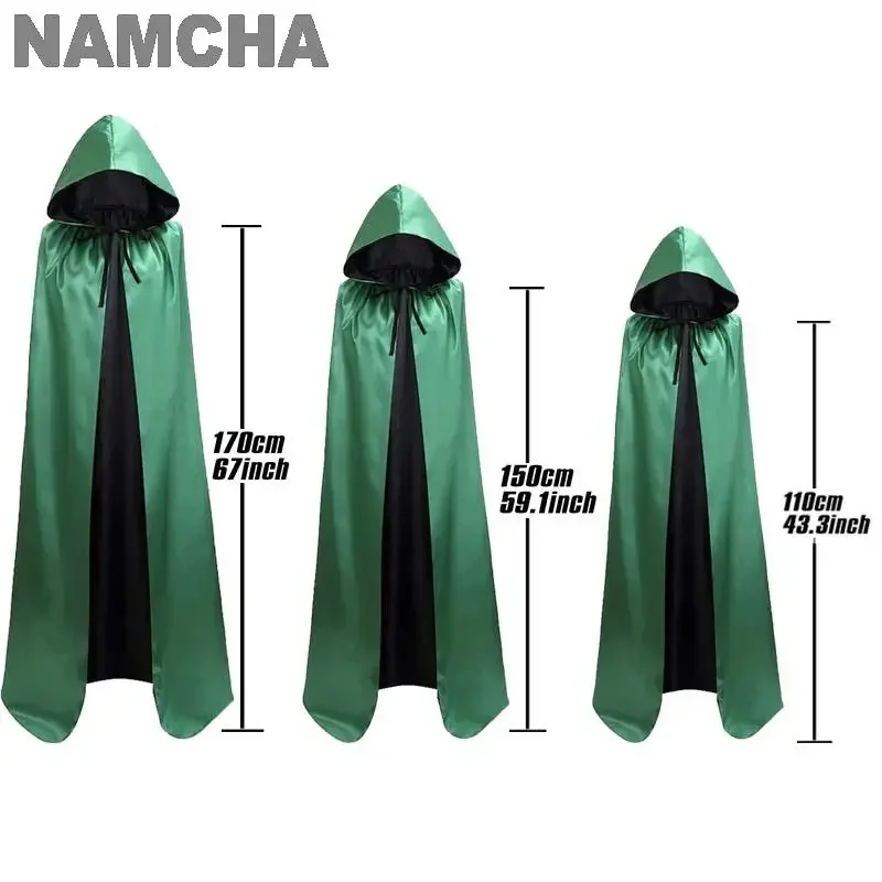 هالوين القراصنة قاتمة ريبر عباءة نسيج الساتان الشيطان مصاص دماء عكسها الرؤوس مع غطاء محرك السيارة الأطفال الكبار عيد الميلاد تأثيري الرأس