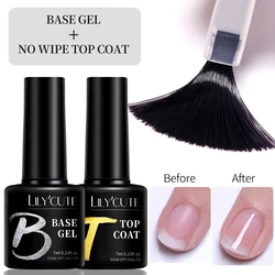 LILYCUTE 7ML Nail Gel Polish Full Coverage Manicure No Wipe Top Coat Base Coat Primer Soak Off LED UV Gel Nail Art Gel Varnish