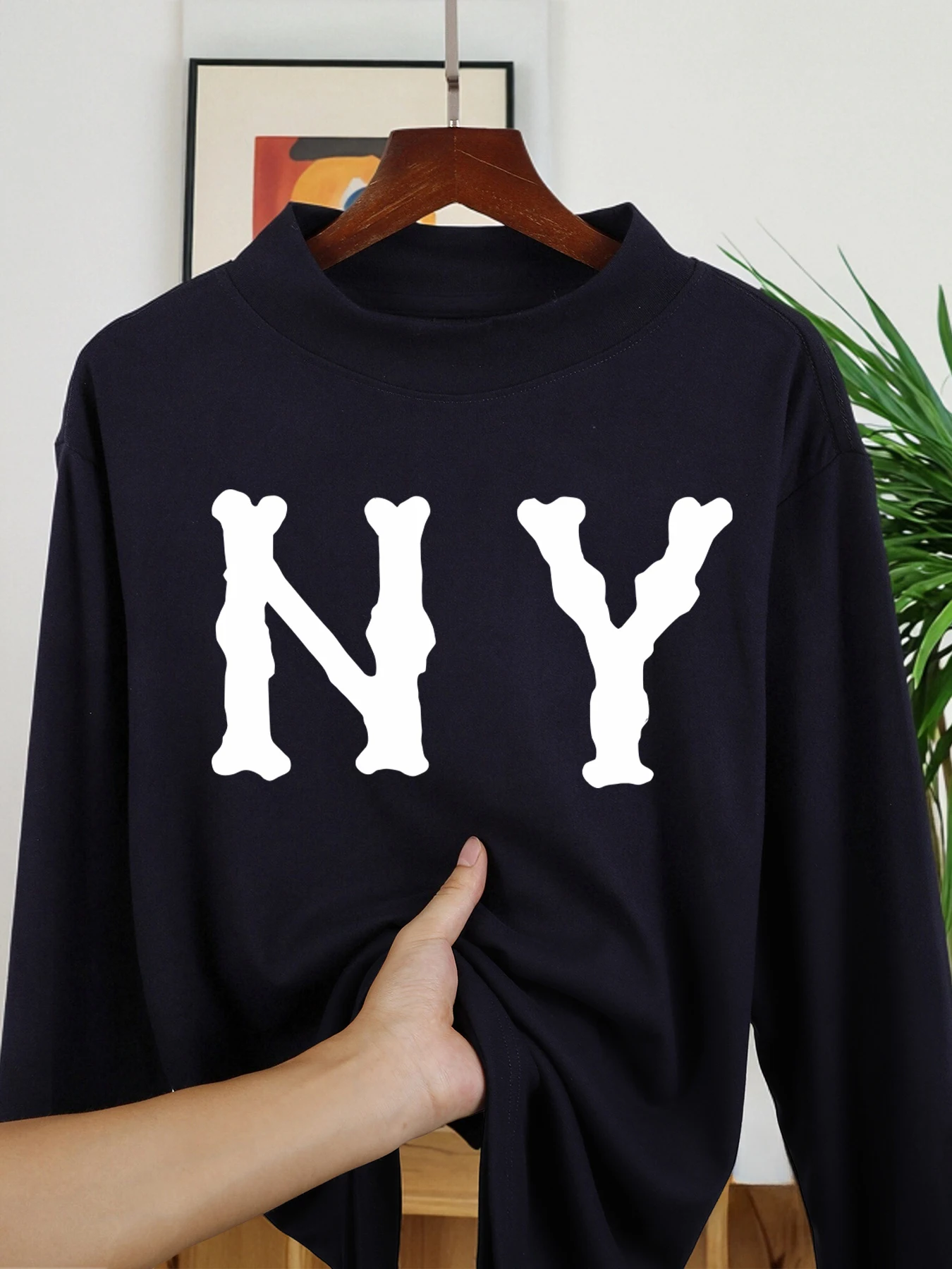 Letter N And Y Print Men'S Lon - Winter Clothing English reseña y precio
