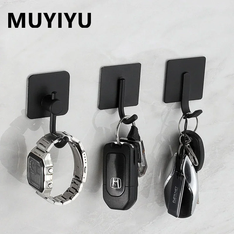 MUYIYU Adhesive Wall Hook Stainless Steel Towels Hooks Hanging Key Holder Bag Hanger Bathroom Accessories Kitchen Organizer