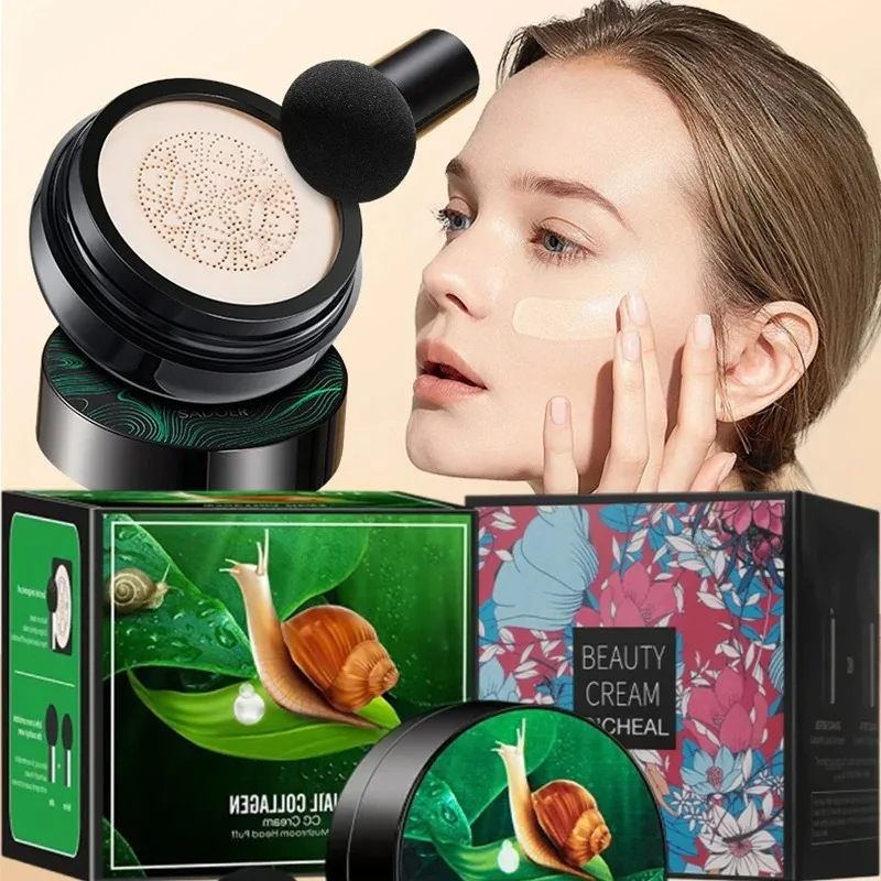 Snail Collagen CC Cream Mushroom Head Air Cushion Foundation BB CreamLiquid Concealer Brightening Oil-control Makeup Cosmetics