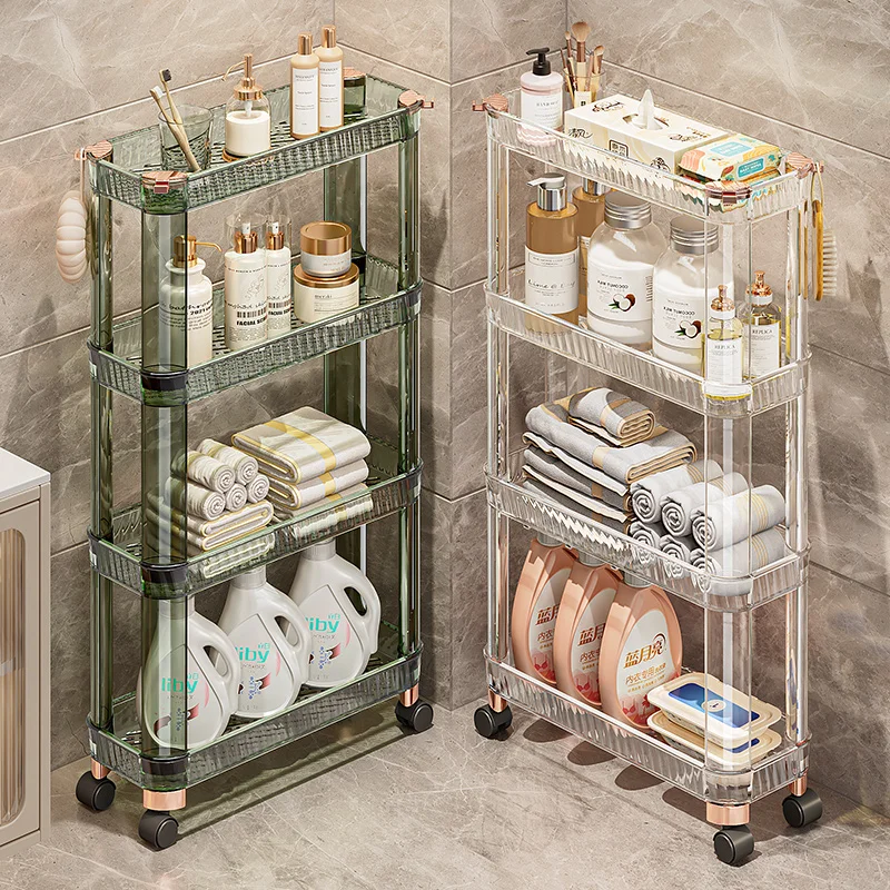 

Batoom Toilet elf Floor Standing Multi-layer Narrow Batoom Storage Ra Transparent Plastic Luxury Sle Pure C...