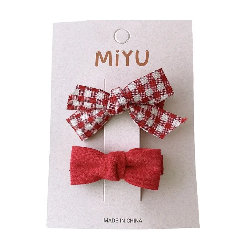 2PCS Christmas Hair Pins for Girls New Year Red Bow Bangs Clips Baby Hair Accessories Knitted Hairpin Sweet Korean Kid Hair Clip