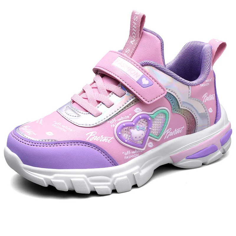 Kids Spring Sneakers Girls School Casual Shoes Outdoor Breathable Running Shoes Light Soft Tenis Pink Non-slip Children Shoes