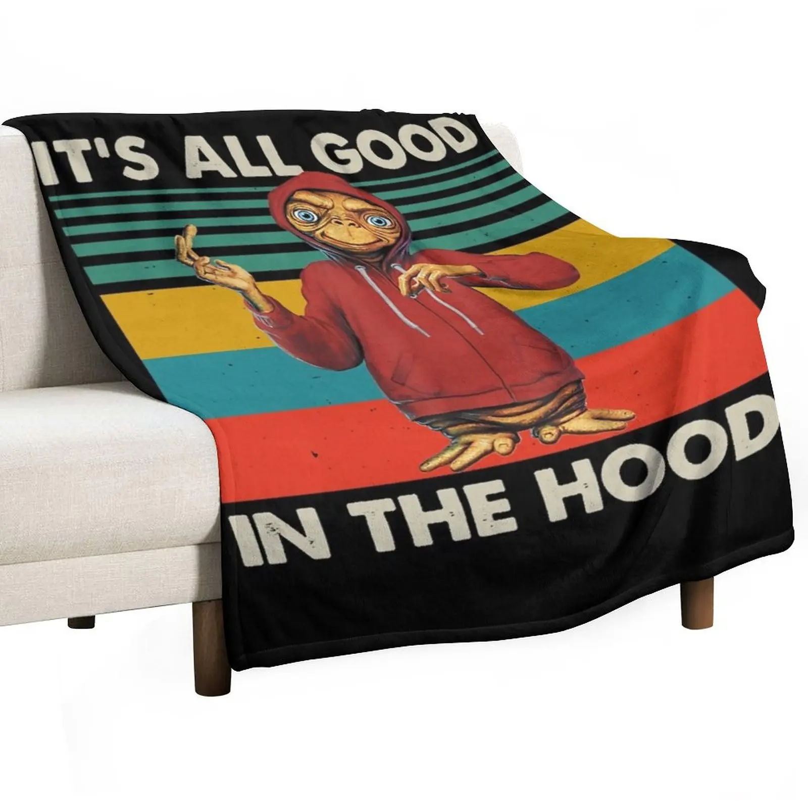 

Retro Itas All Good in The Hood Essential T-Shirt Throw Blanket Retros Soft Big Blankets