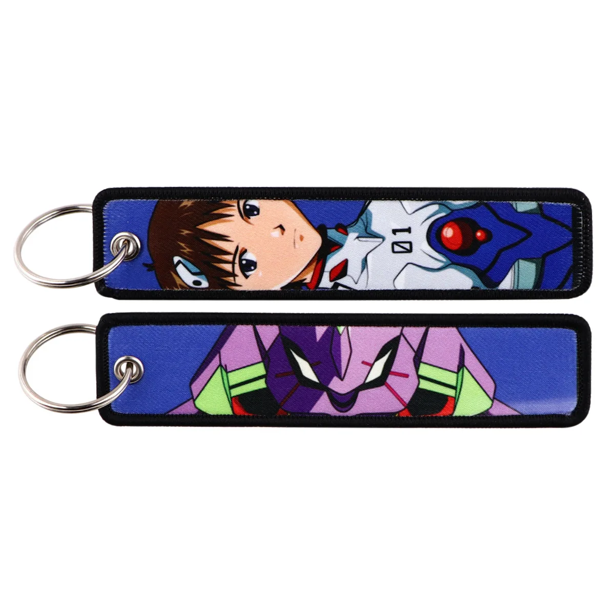 Neon Genesis Evangelion Style Anime Embroidery Key Tag Key Fob