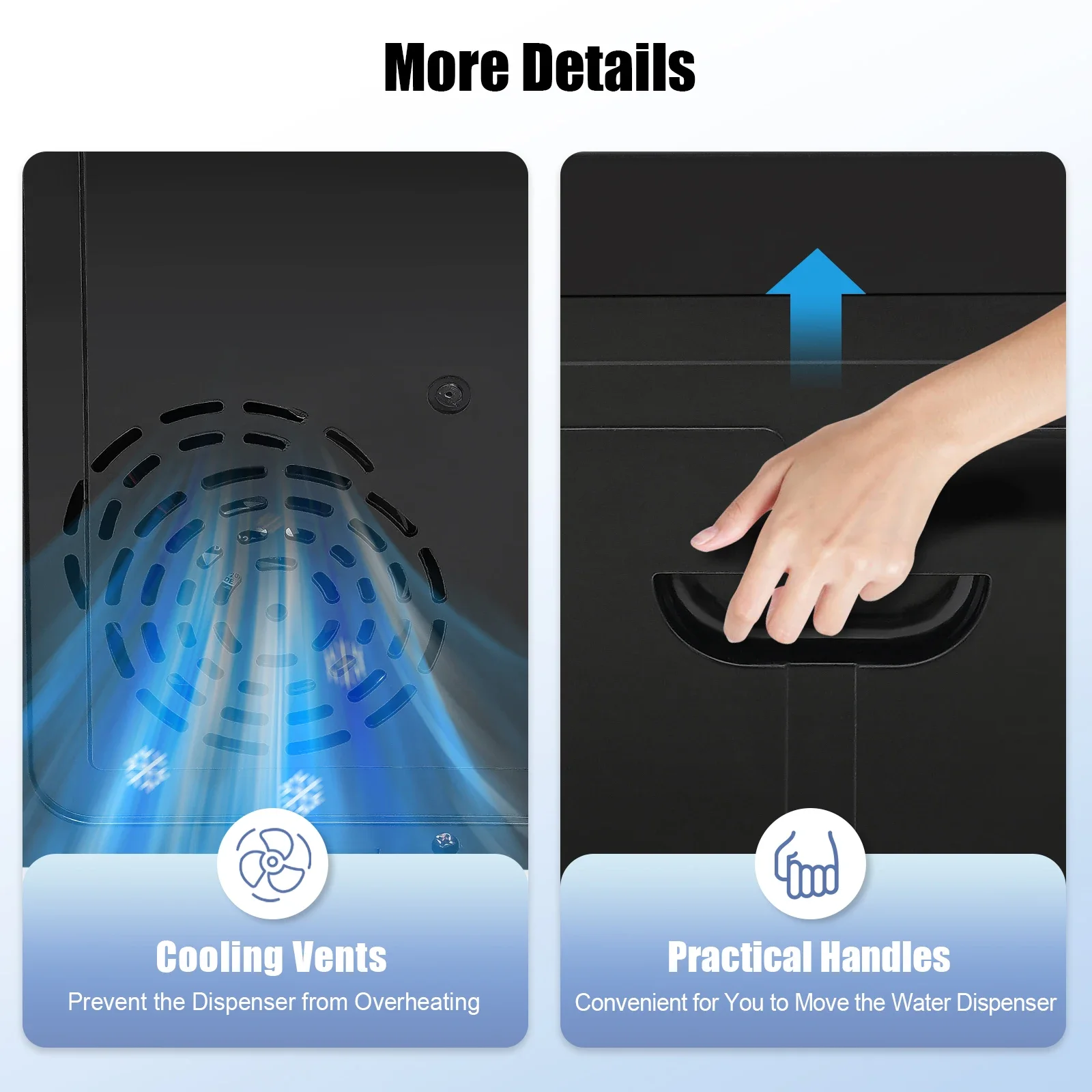 ตู้กดน้ำแบบตั้งโต๊ะ 5 แกลลอน พร้อมระบบทำน้ำร้อน-น้ำเย็น ปรับอุณหภูมิได้ 3 ระดับ สำหรับใช้ในบ้าน