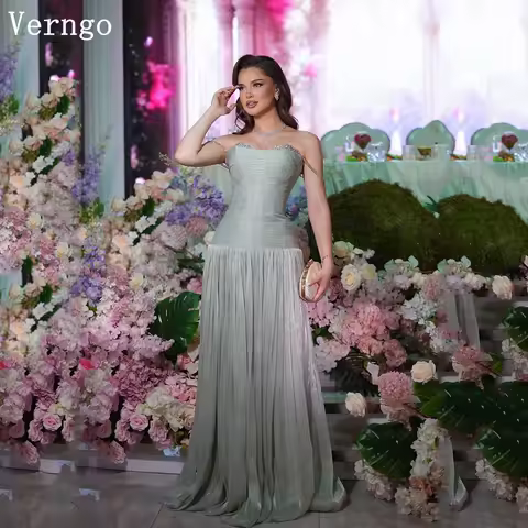 Verngo Green Shiny Satin Sequined Evening Dress Off The Shoulder A Line Prom Party Dress Elegant Pleated Prom Gowns Customized