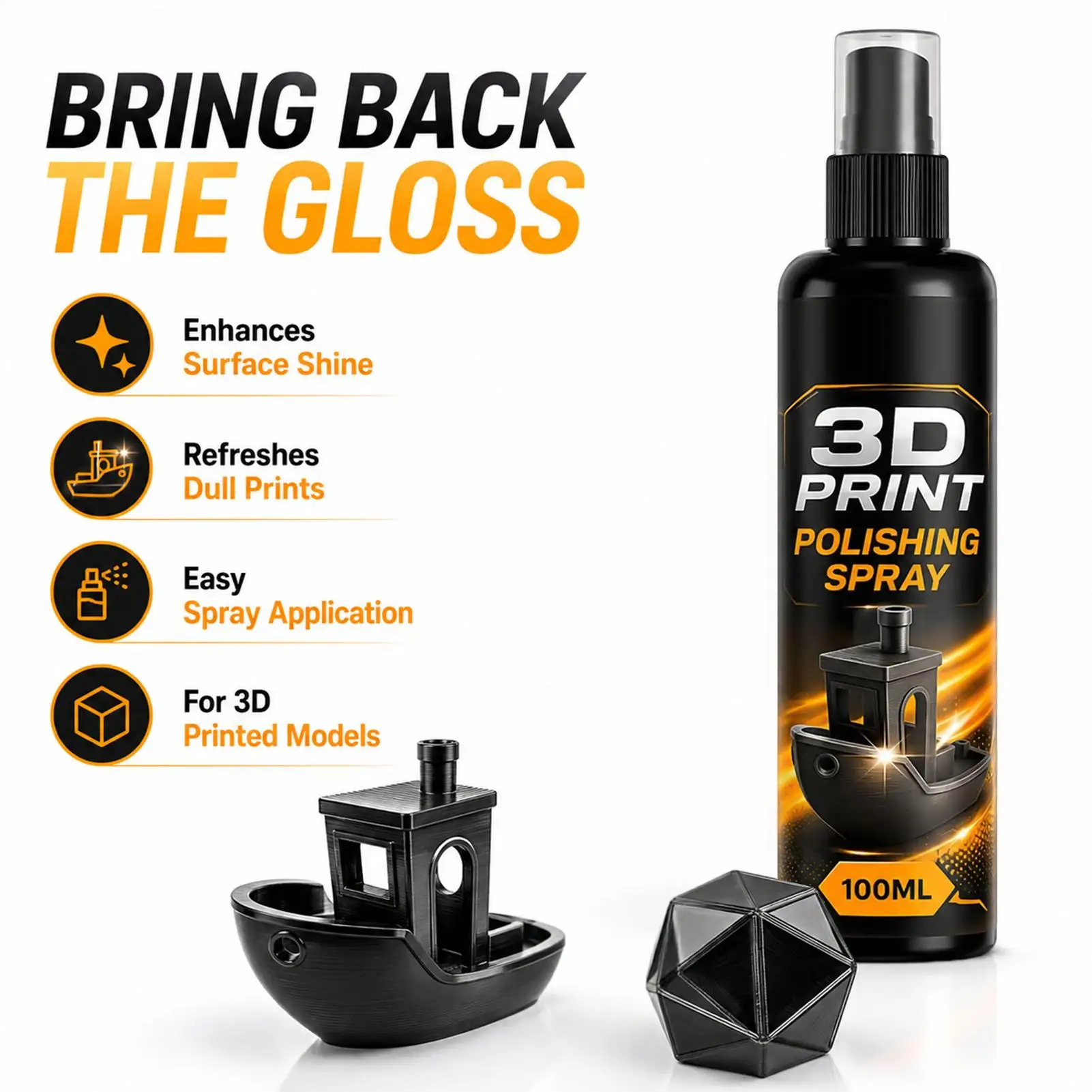 100ml 3D Model Gloss Spray Fast-Drying Clear Coat Varnish UV Protection Gloss Enhancer for Resin Figures Display Crafts
