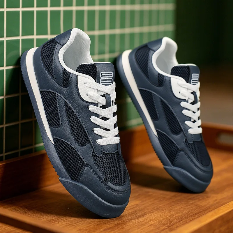 Zapatos de malla de verano para hombre, finos, transpirables, resistentes a los olores, zapatos de malla informales para adolescentes, suela suave, cómodos para los pies, zapatillas de entrenamiento alemanas