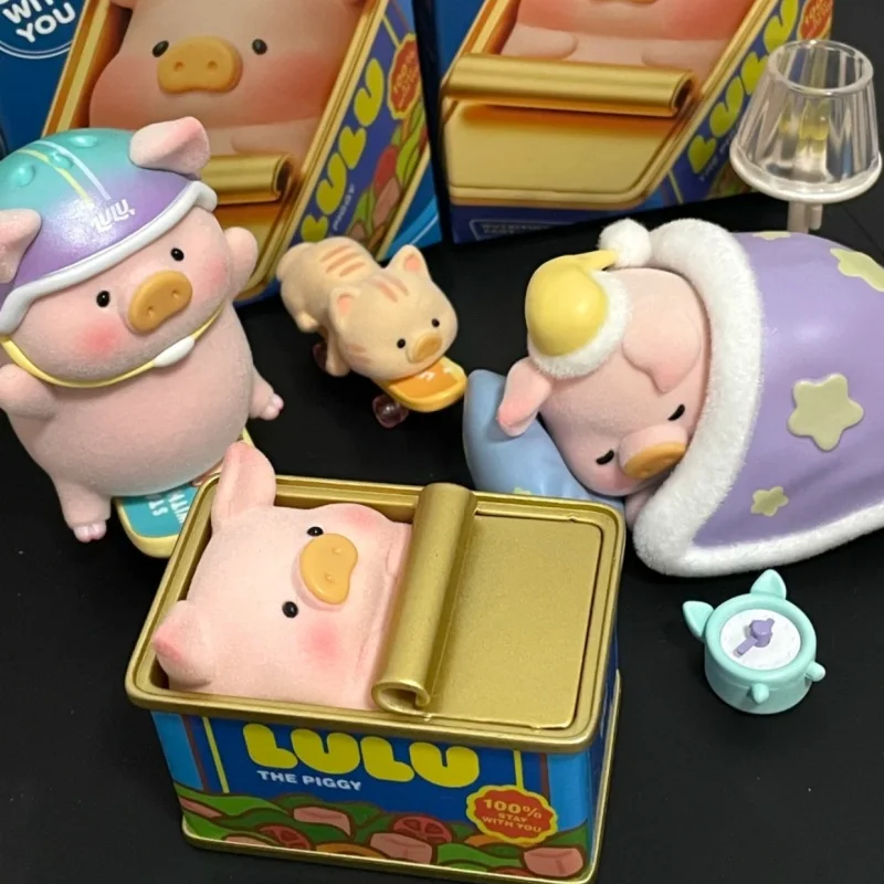 

Аутентичная слепая коробка Lulu Pig в консервах, домашняя свинья-компаньон, флокированная слепая коробка, модная игровая виниловая флокированная игрушка, подарочный орнамент, игрушки