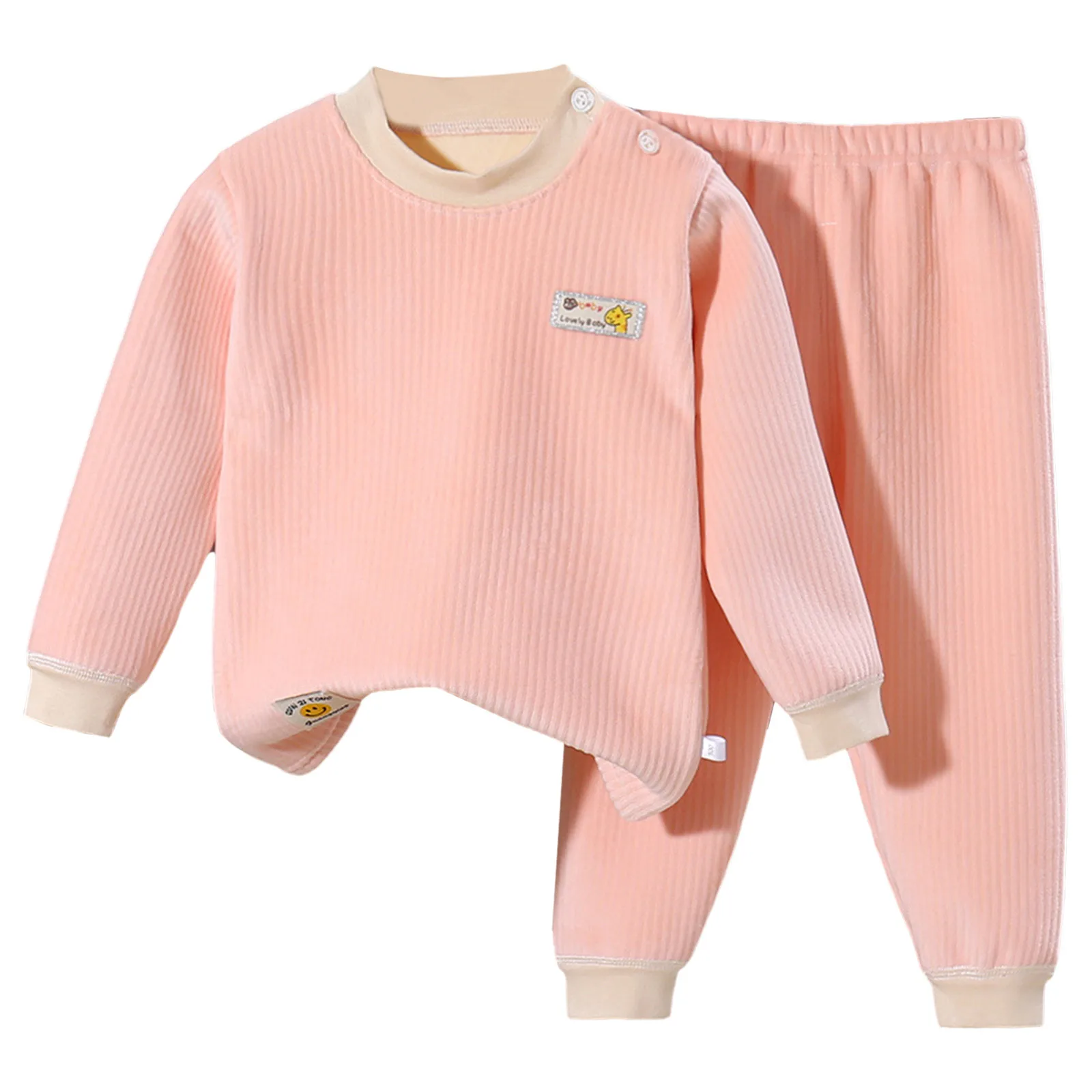 Children's Warm Underwear Set Boys Girls Autumn Winter Plush Thick Pajama Set Infants Baby Children Home Clothing Set 0-5Years